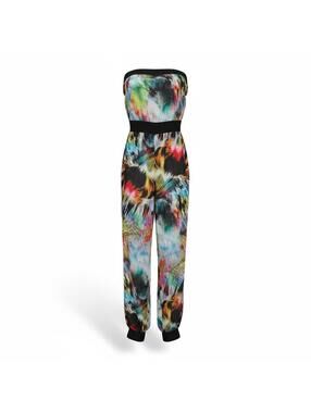 Ted Baker Strapless Jumpsuit Multicolor Print Wide Leg Party Occasion
